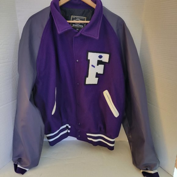 Vintage Holloway Purple Varsity College Jacket Made in USA Letterman F 2XL XXL